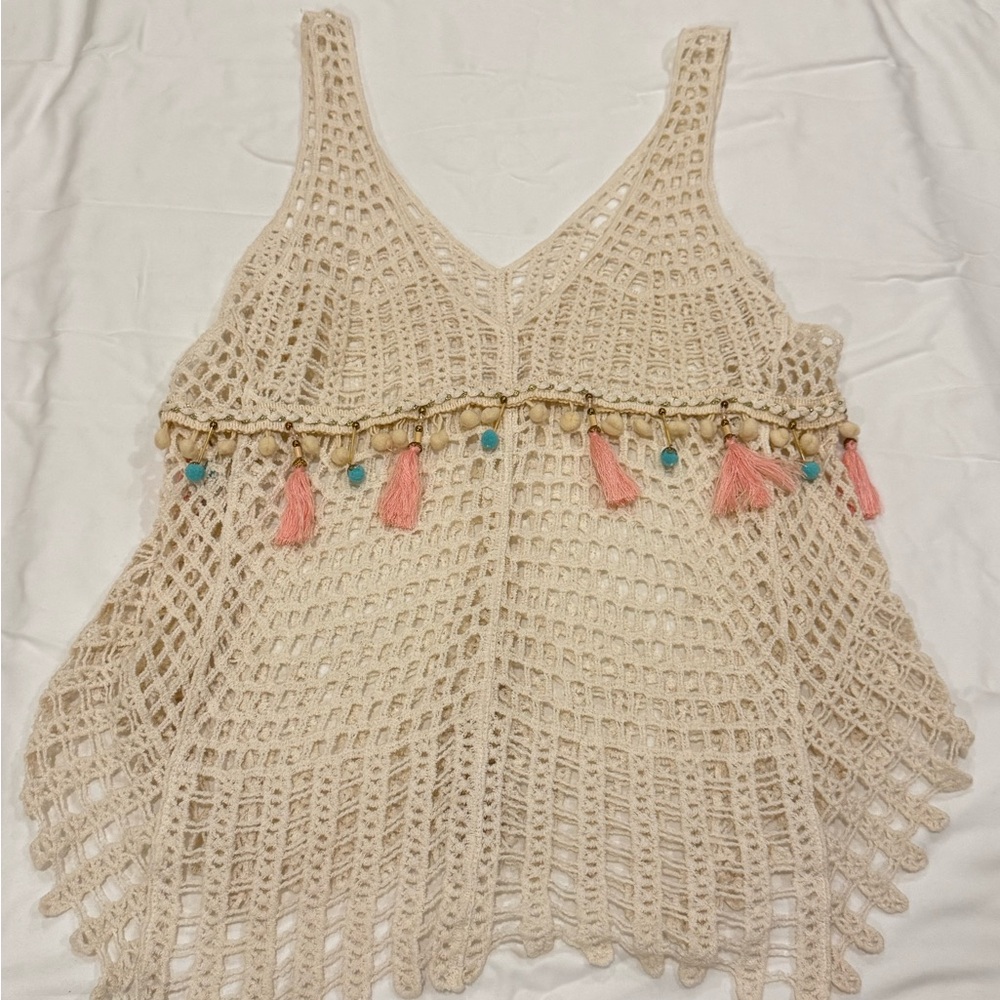 Off White Crochet Beach Cover Up